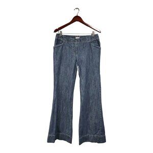 J. Jill Blue Denim Wide Legged Flared Denim Jean Trousers Y2K Below Waist Sz 10